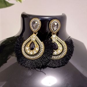 Tassel Black Drop Earrings